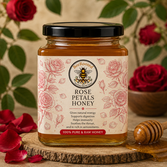 🌹 Rose Petals Honey – BeeRooted Organic Raw Honey