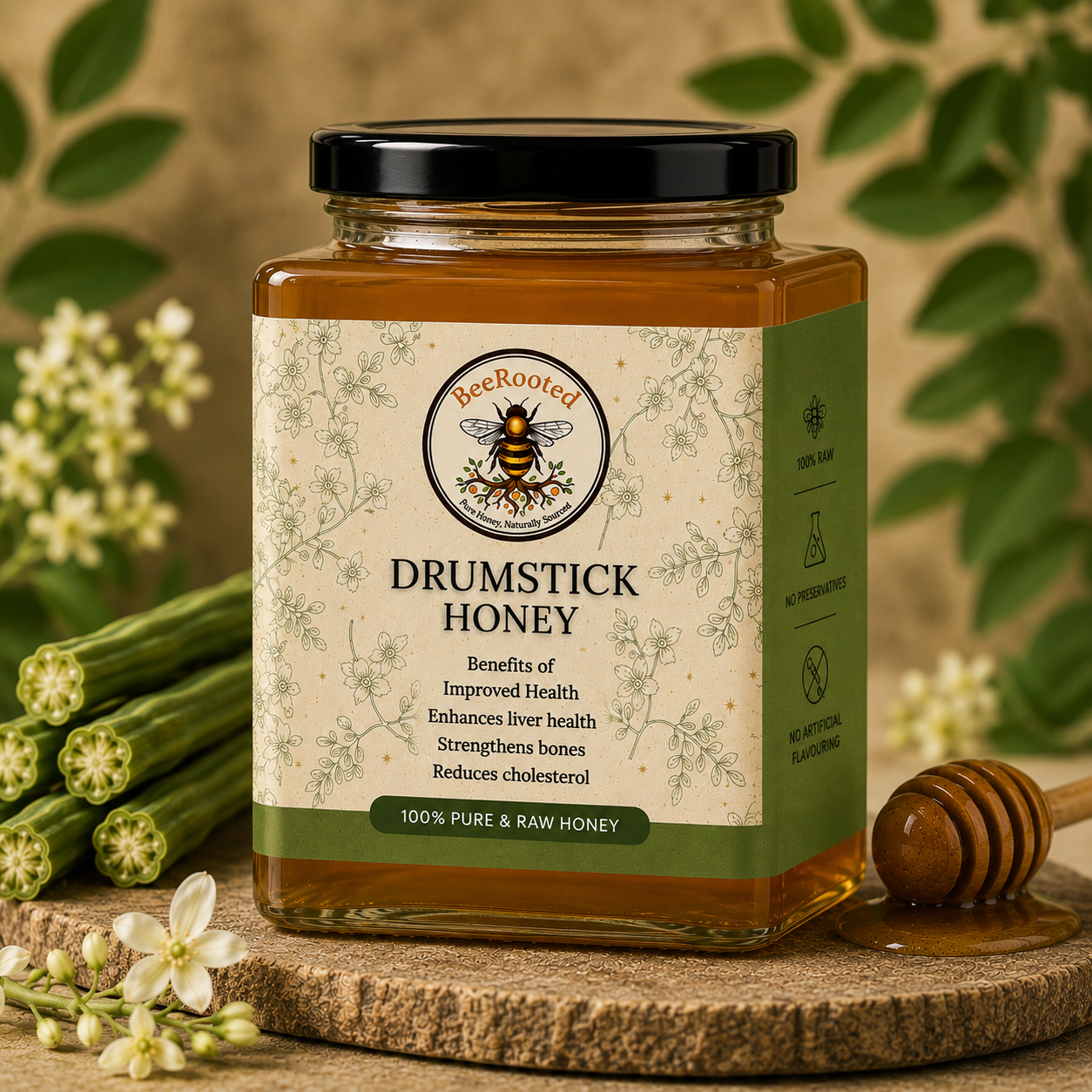 🌼 Drumstick (Moringa) Honey – BeeRooted Organic Raw Honey