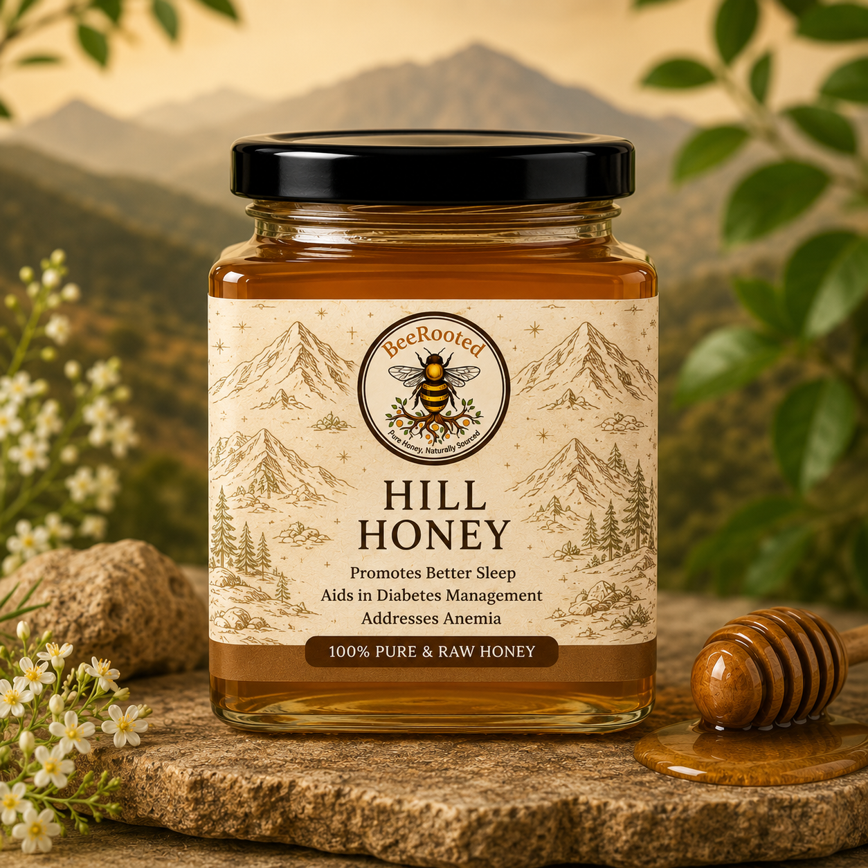 🏔️ Hill Honey – BeeRooted Organic Raw Honey