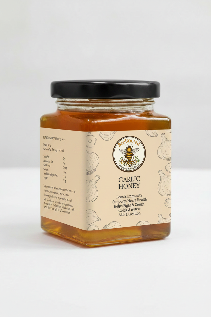 Garlic Honey – BeeRooted Organic Raw Honey