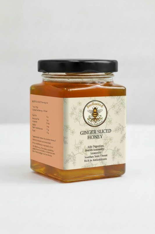 Ginger Sliced Honey – BeeRooted Organic Raw Honey