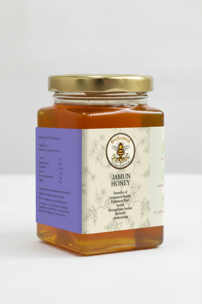 Raw Organic Jamun Honey – BeeRooted Natural Honey Online India
