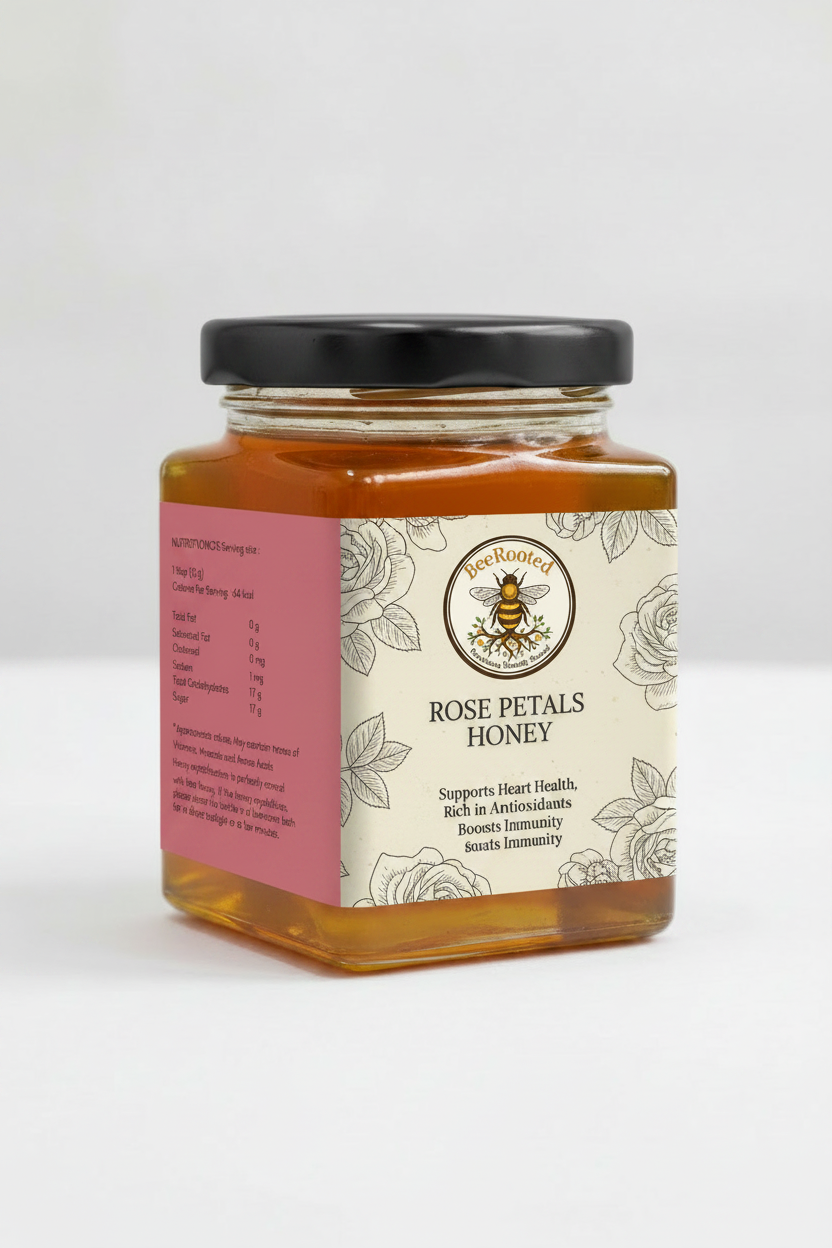 🌹 Rose Petals Honey – BeeRooted Organic Raw Honey